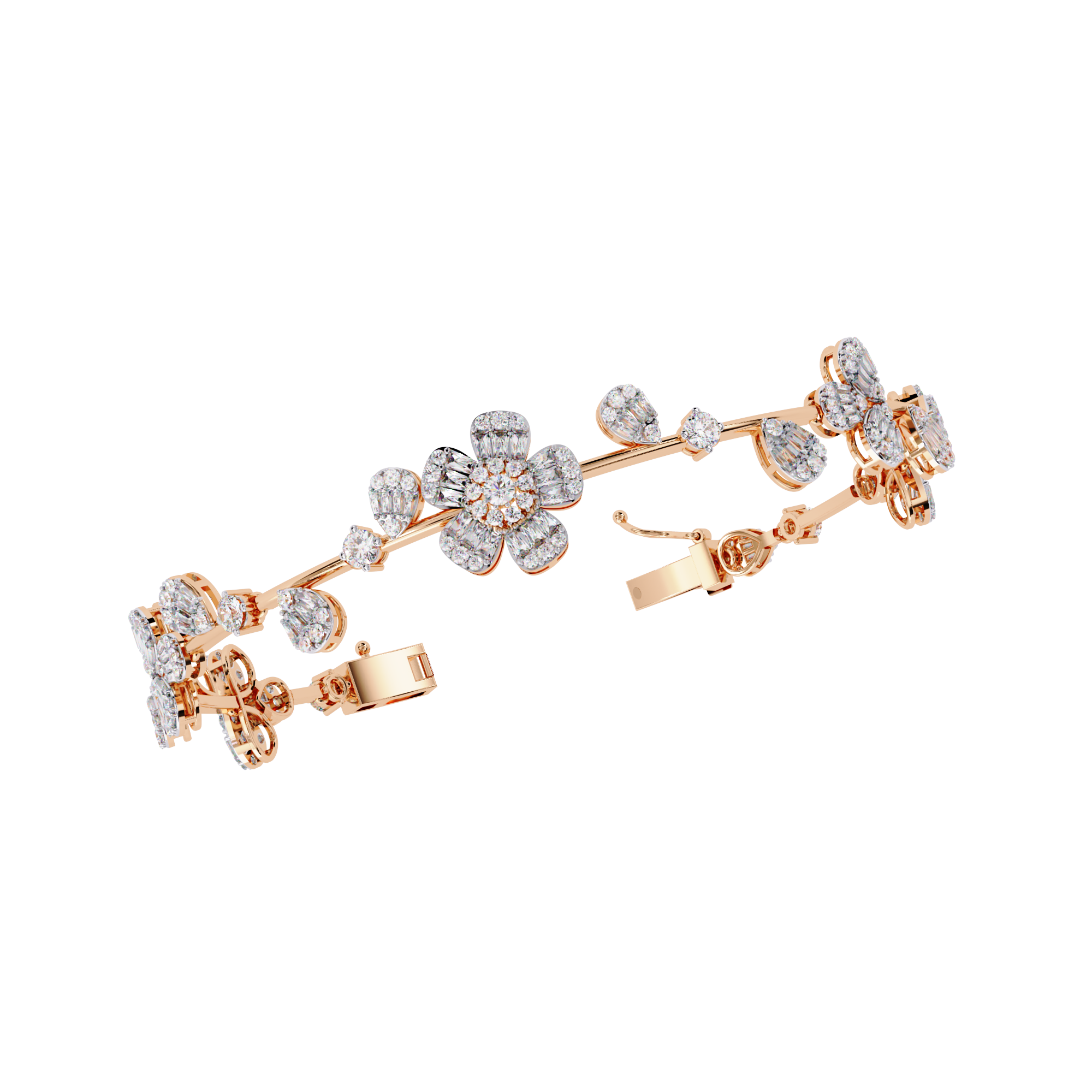 Solitairekart 2.36ct Floral Diamond Gold Bracelet-HI Color, VS-SI Clarity